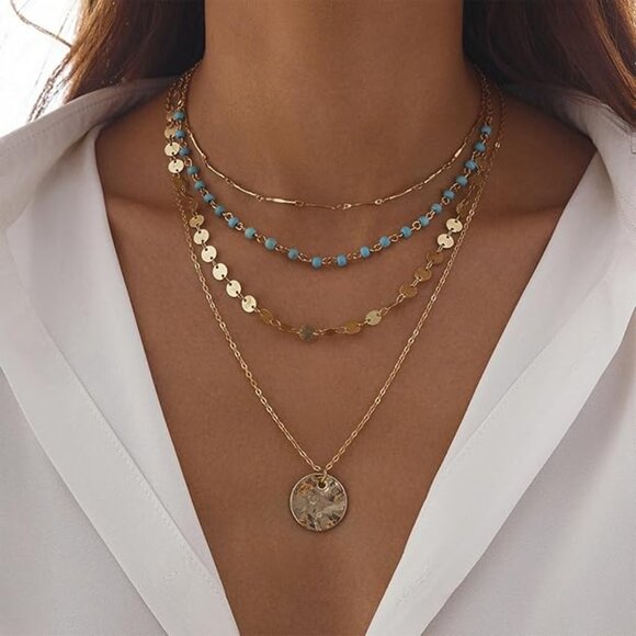 Beautiful Gold Turquoise Choker Necklace Necklaces for Women Western Boho NEW! - Picture 1 of 6